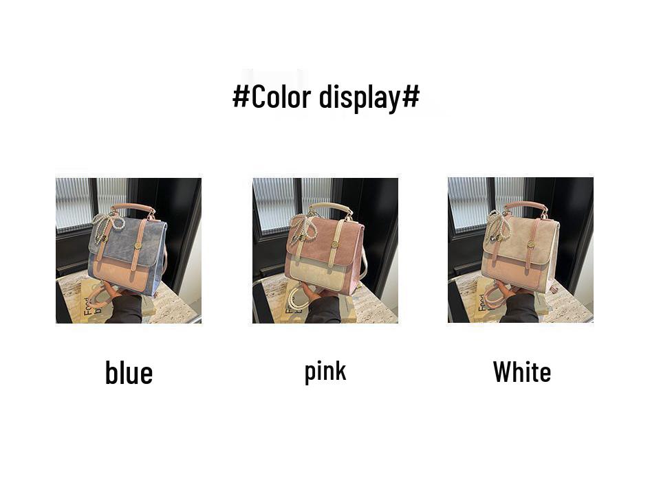 Rucsac Retro Color Block pentru Femei: Geantă de umăr casual la modă în stil coreean de colegiu