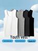 Boys' Breathable Cotton Fitness Vest - Sleeveless, Sweat-Absorbent, Solid Color Base Layer