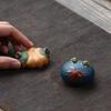 Chinese Yixing Purple Clay Tea Pet Handmade Lotus Leaf Shape Ornaments Desktop Decors Tea Figurine Crafts Tea Set Decoration