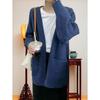 Autumn and Winter Retro Sweater Jacket Long-sleeved Women's Loose Lazy Style Solid Color Knitted Cardigan V-neck