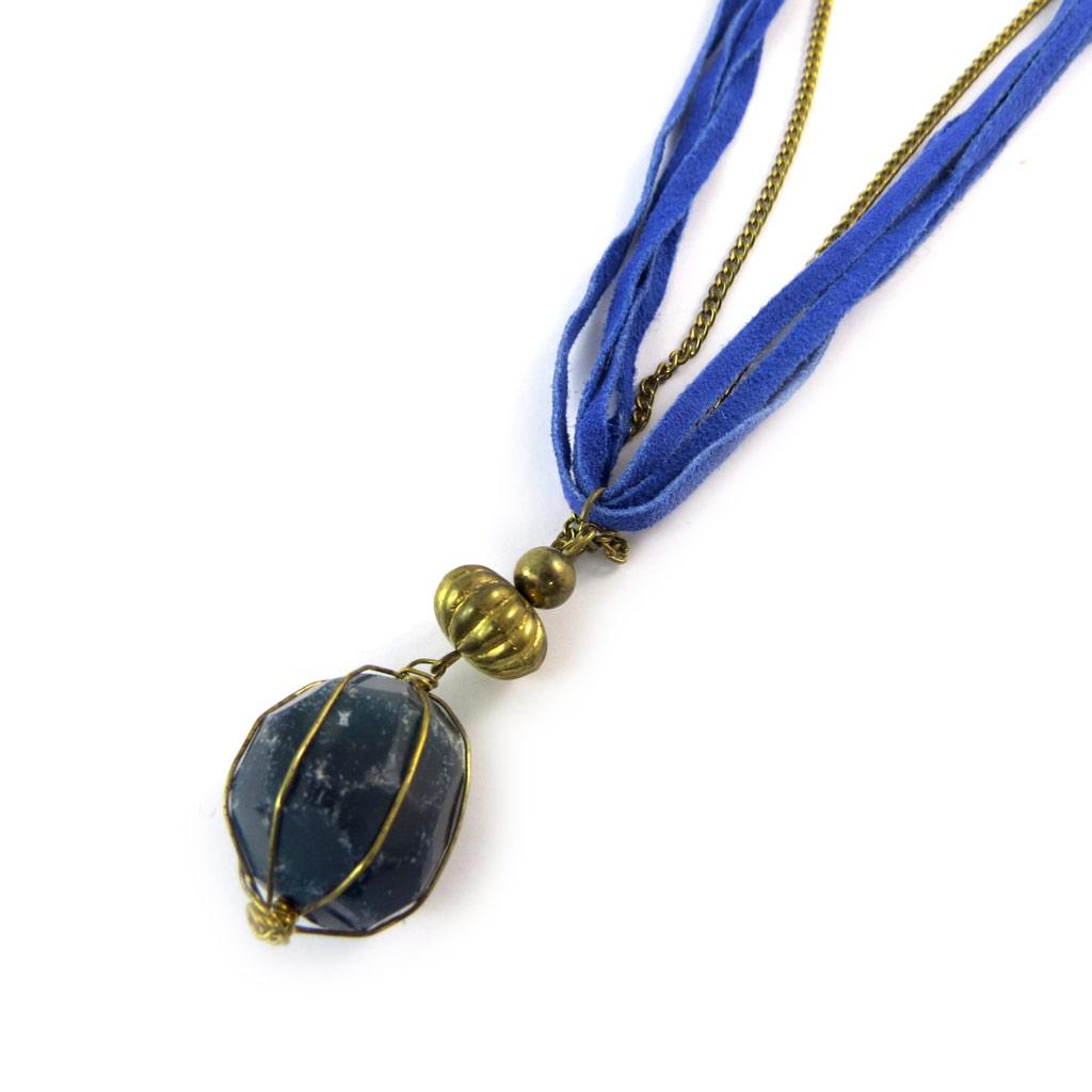Les Trésors De Lily [N8862] - Golden Blue 'Mineralia' Necklace