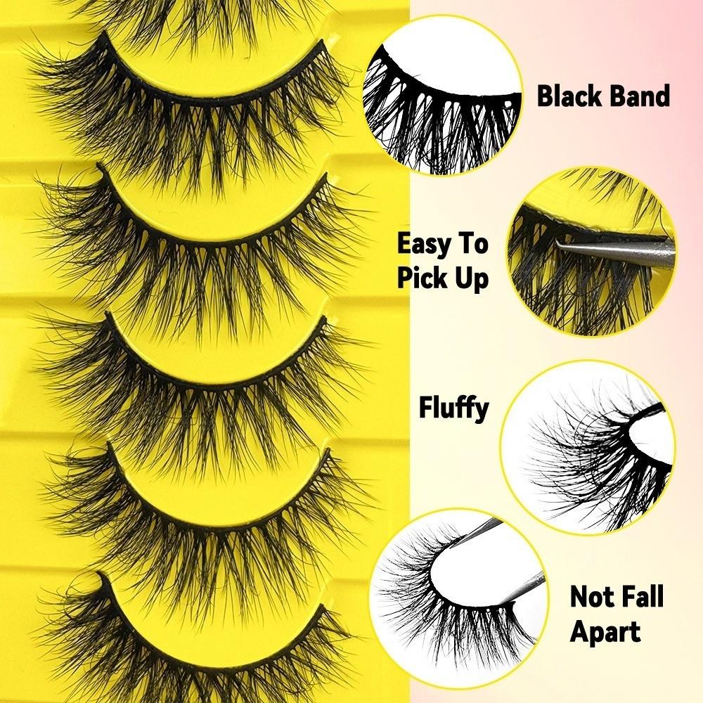 10Pairs Soft Fluffy Half Lashes HandMade Cat Eye Lashes Reusable Faux Cils  Eye Makeup Tools