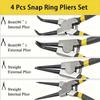 4-teiliges Sprengringzangen-Set, 7 Zoll Innen-/Außen-Heavy Duty für Ringentferner Sicherungsgerade gebogene Lockzangen-Set