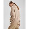 Knitted Lady'S Sweater Stand Collar Drop Shoulder Sleeves Loose Oversized Zippers Fluffy Pullover Autumn Casual Jumper