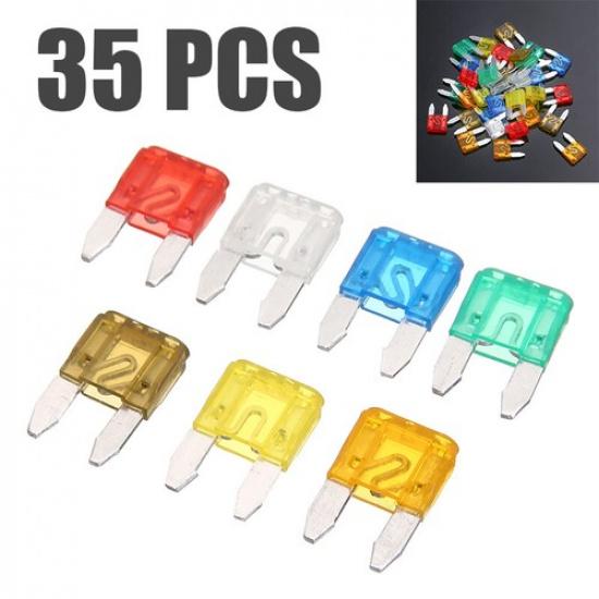 35pcs/Set MIXED Mini Blade Fuse AUTO 5-30A In-Line Car 5 7.5 10 15 20 25 30 AMP