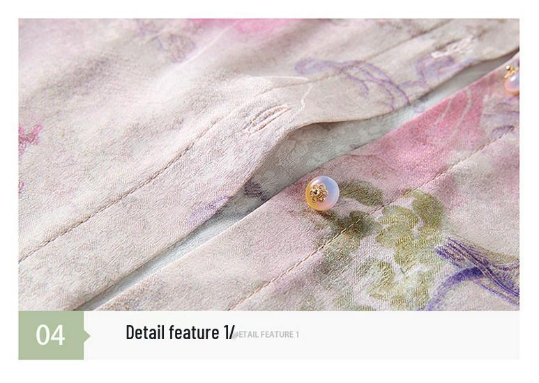 Mother's Wear New Chinese Style Mid-Sleeve Print Shirt, Summer 2026: Elegant Frog Button Top in National Trend