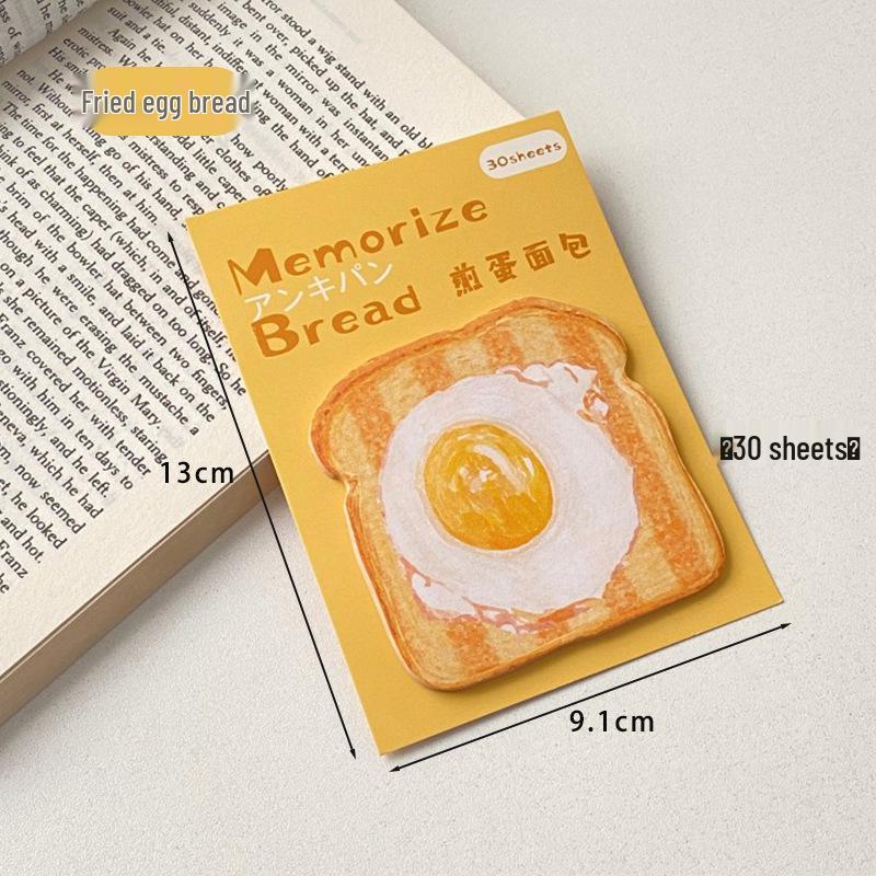 Cute Cartoon Toast Bread Sticky Notes - Tearable Memo Pad with Adhesive for Students