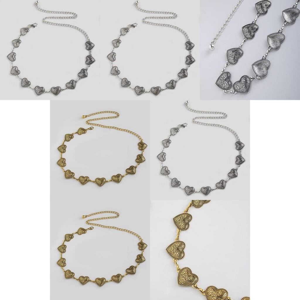 Elegant Flower Pattern Metal Waist Chain For Women With Heart Buckle For Summer Wear