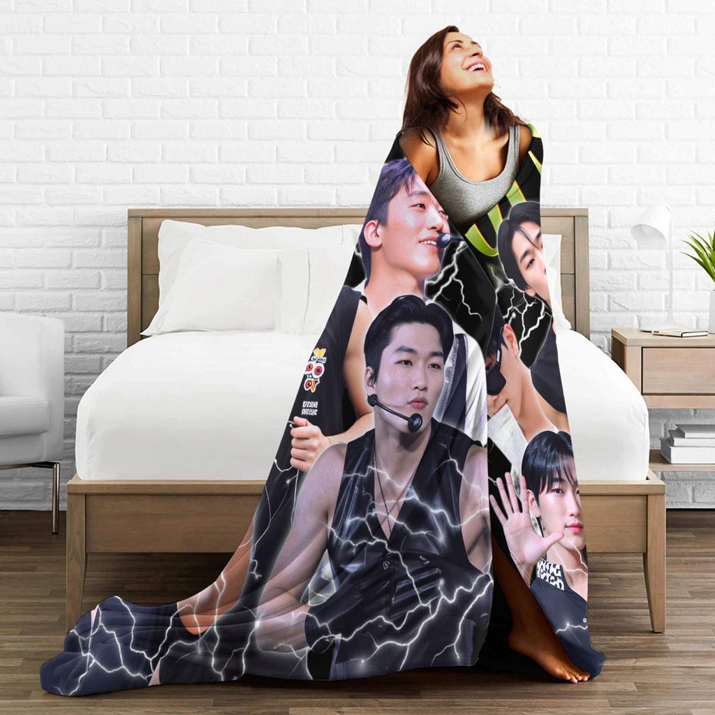 ATEEZ Choi San Deku Kvalitní Super Měkká Přehozová Deka Jarní Cestování Venkovní Vtipné Povlak na Postel