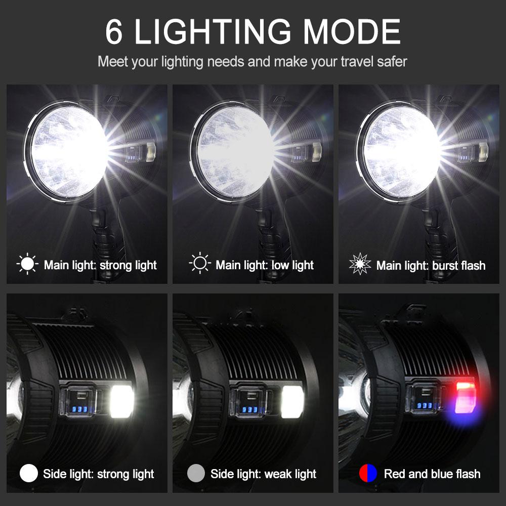 P50 Portable Handheld Led Flashlight Searchlight Spotlights With COB Light Solar Panel Type-C Charging Torch for Hunt,Outdoors