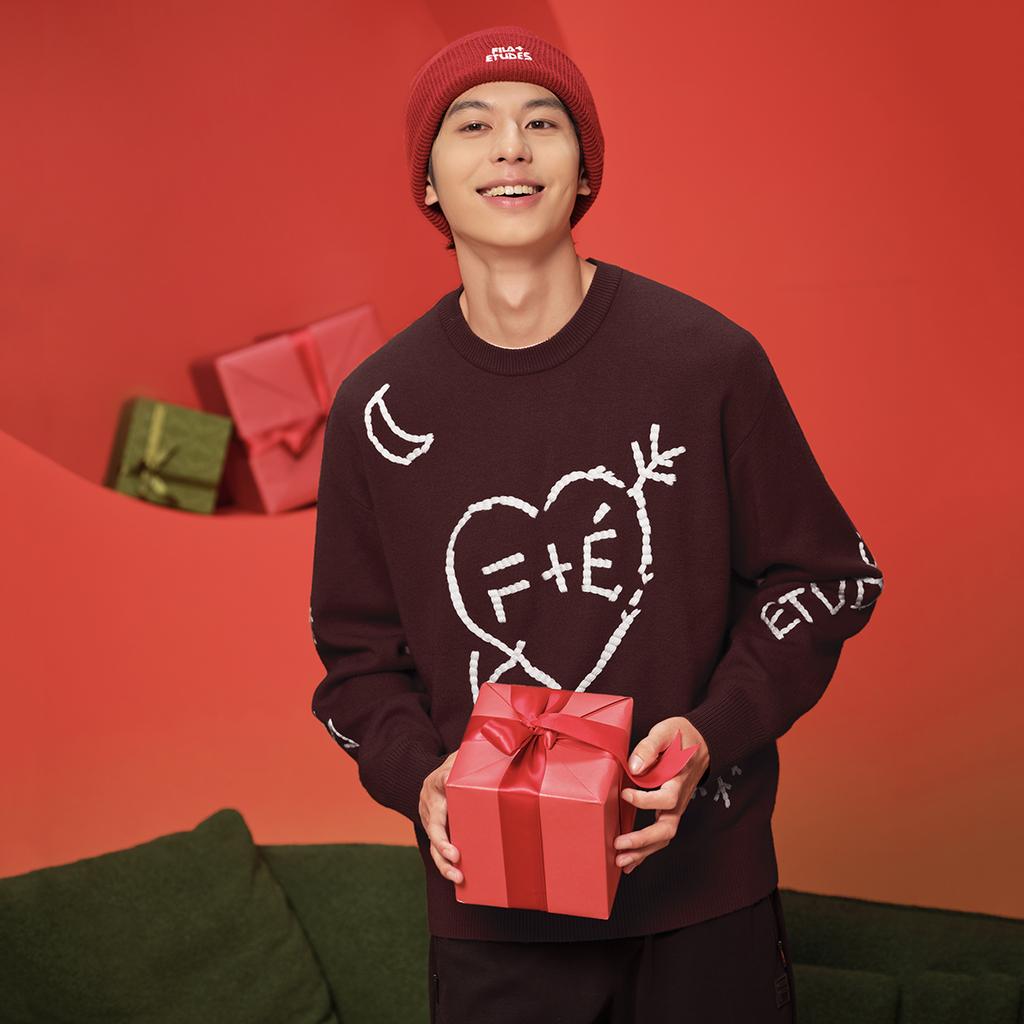 New FILA X Études Sweatshirt Unisex Songwei Burgundy F11U516401F-WI