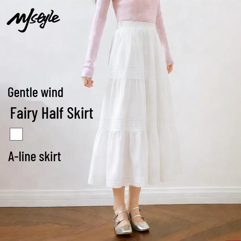 MJ STYLE A-Line Lace Patchwork Skirt M
