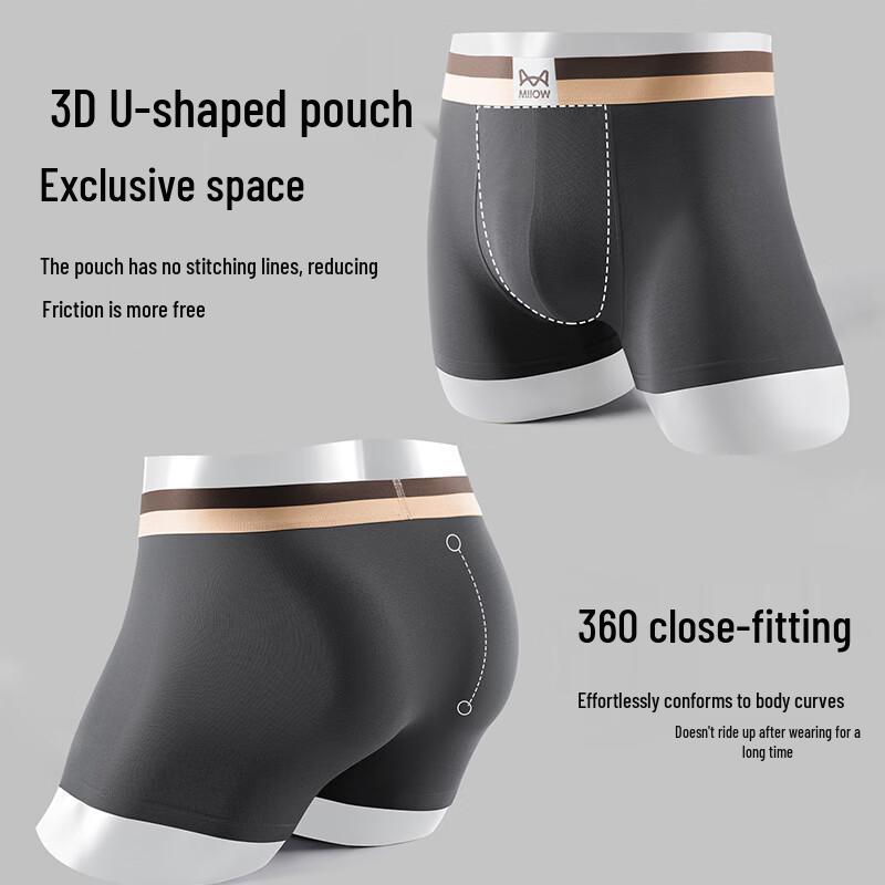 MaoRen Men's 10A Antibacterial Cotton Boxer Briefs 4-Pack