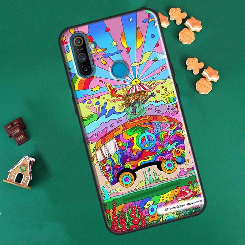 Hippy Peace Bus Cat For OnePlus 9R 8T Nord2 9 10 Pro Case For OPPO Realme 9i 8i 8 Pro GT Neo 2 GT Master Cover