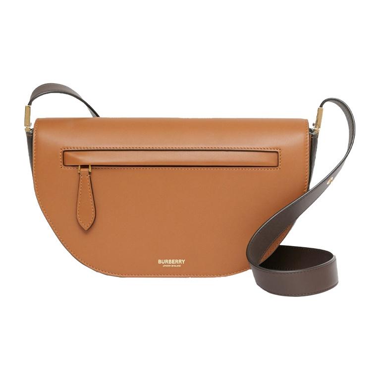 Burberry Olympia Adjustable Shoulder Strap Leather Half Moon Bag Unisex Handbags Warm-Brown 80347071