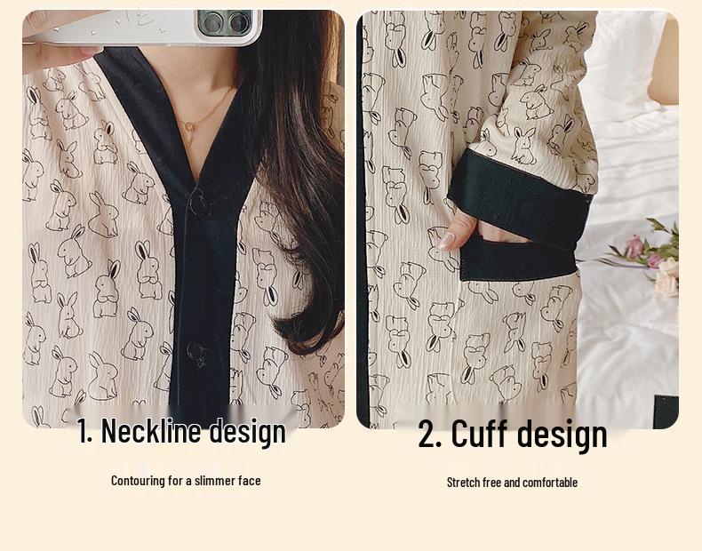 Long Sleeve Maternity Nightgown: Spring & Autumn Breastfeeding Pajamas with Cardigan for Pregnant Women