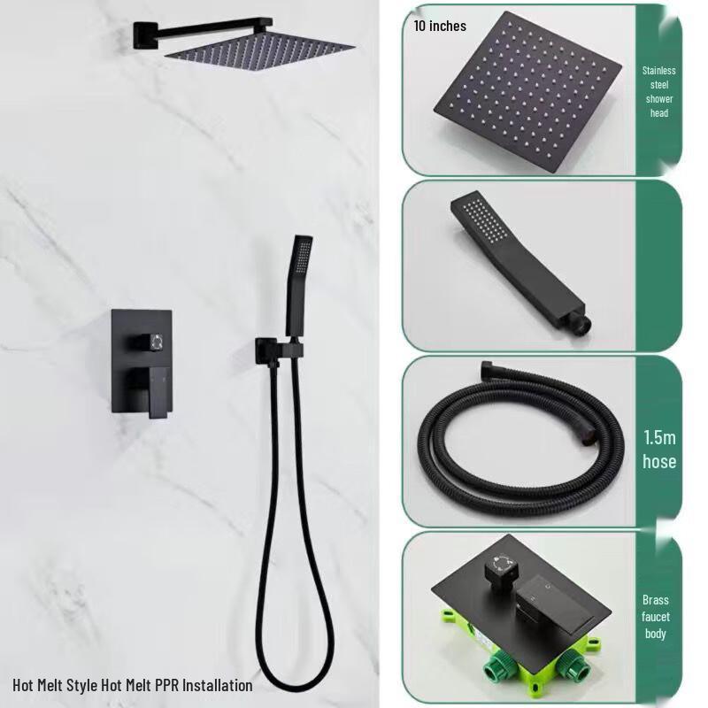 Xuanyong Black Concealed Shower Set