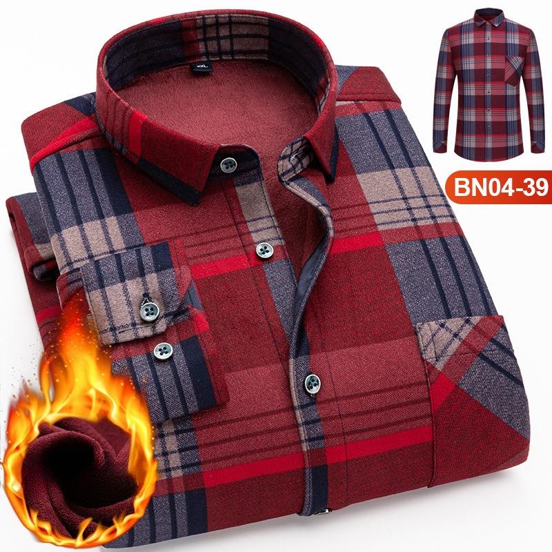 Winter Sherpa Lined Flannel Shirt Jackets for Men Long Sleeve Button Down Fleece Dress Shirts Men's Casual Warm Comfortable Thermal Shirt With Pockets