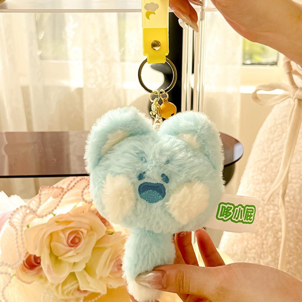 2pcs/set Funny Plush Animal Pendant Fur Cartoon Doll Keychain Purple Cute Cat Key Ring  Daily