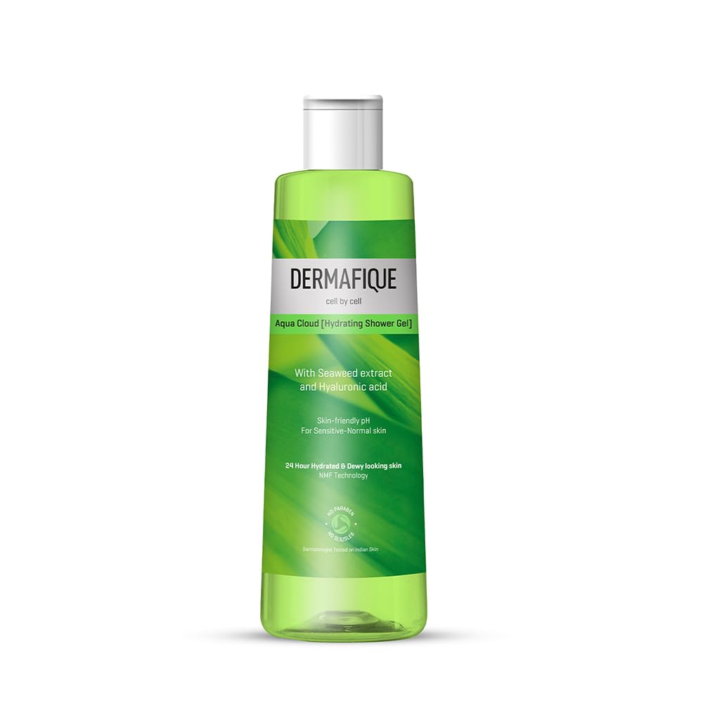 

Dermafique Aqua Cloud Hydrating Shower Gel - 250ml, Body Wash for Women & Men, 24 hr Hydration, No Parabens/SLS/SLES, with Hyaluronic Acid & NMF,