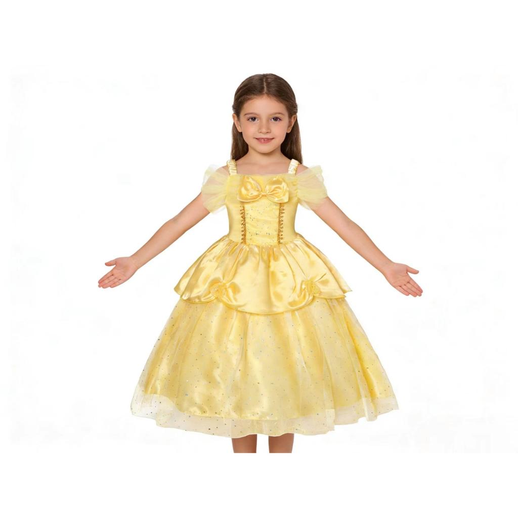 Belle Rochie Girls Fairy Princess Dress Yellow A-Line 9-10 Years 140cm Party Dance Costume