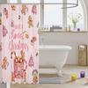 Sweet Pink Christmas Gingerbread House Shower Curtain with Cute Gingerbread Man Pattern,  Bathroom Decor for Xmas Holiday