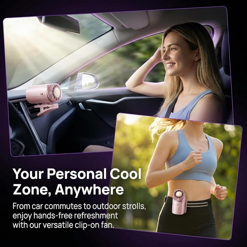 This Portable Bladeless Clip-on Fan Is Perfect for Travel and Features a 360° Rotating USB Port.