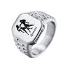Free Custom 12 Zodiac Signet Rings for Men,Personalized Stainless Steel Finger Birthday Gift To Dad Father Husband Son