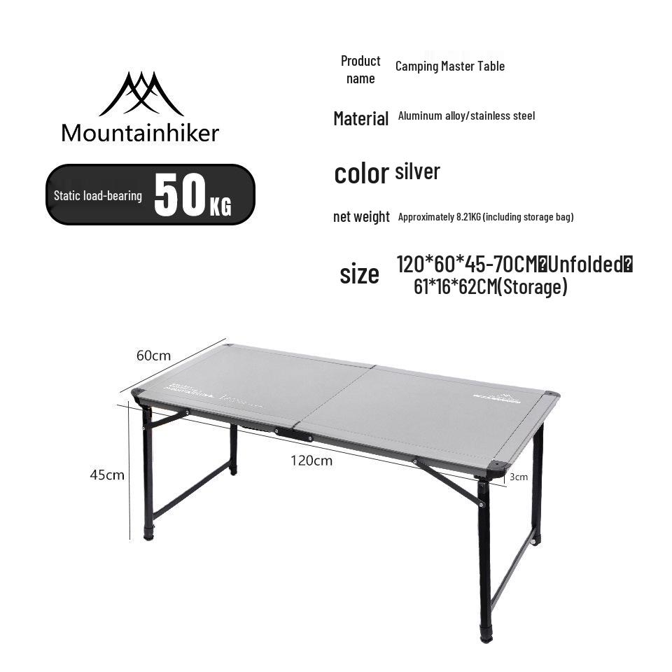 

Mountain Guest Portable Folding Camping Table - Aluminum Alloy, Adjustable Height, Wide Desktop.