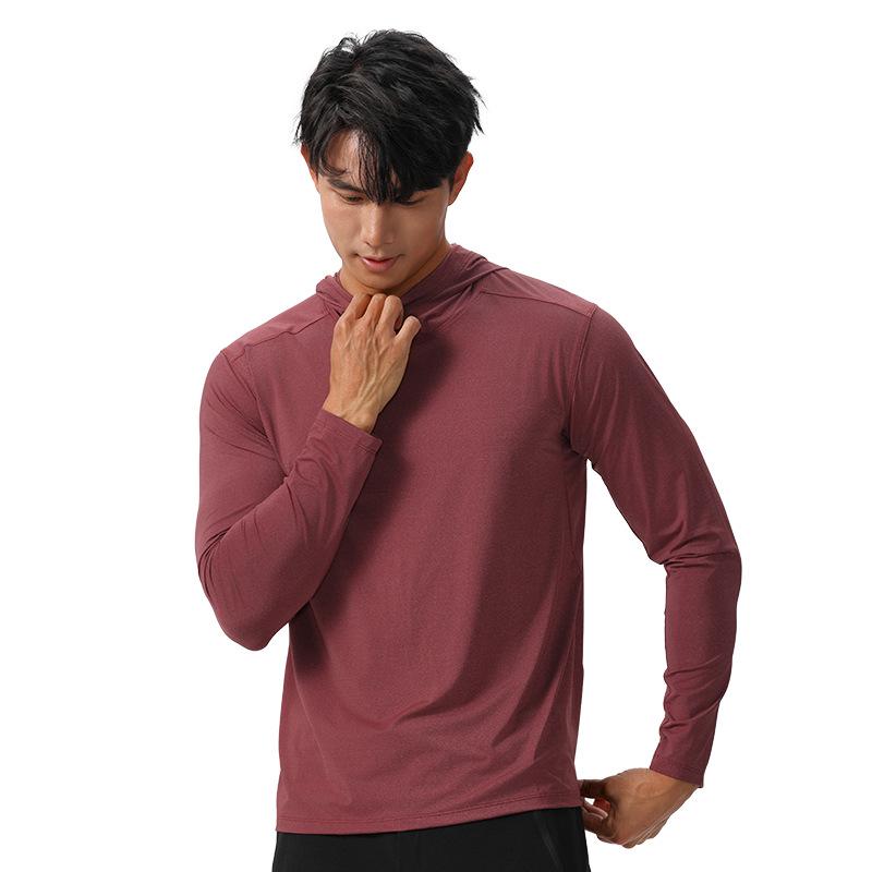 Men's Lightweight Quick-Dry Nylon Hoodie - Long Sleeve, Breathable Casual Sportswear for Autumn
