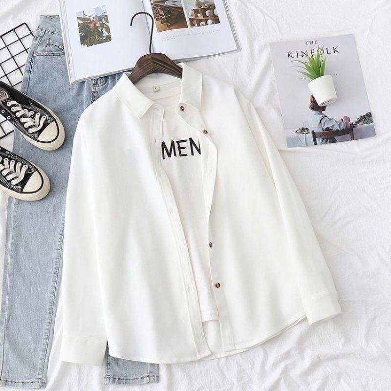 Women's Corduroy Solid Color Loose Long-sleeved Shirt Woman Jacket