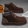 Plus Velvet  Men's Winter Shoes Brown Ankle Boots for Men Fashion Lace-up High Top Casual Shoes Men Fur Warm Suede Boot