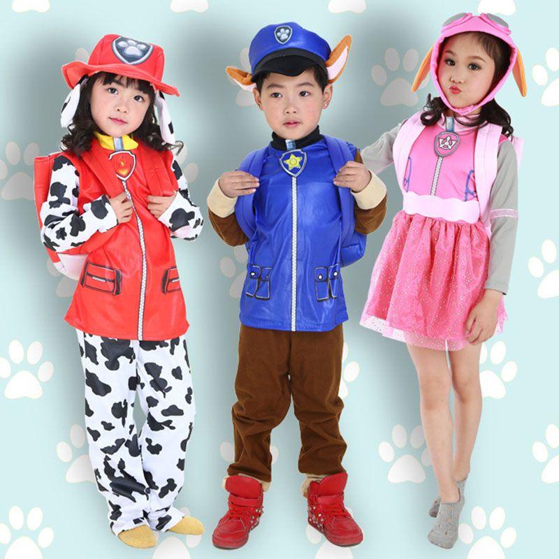 Paw Patrol Chase Marshall Skye Costume For Kids With Exquisite Stitching**