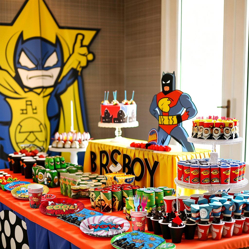 120 Pcs Super Theme Party Plates Cups And Napkins Forks For Comic Heroes Birthday Decorations 'S Action Sign Cityscape