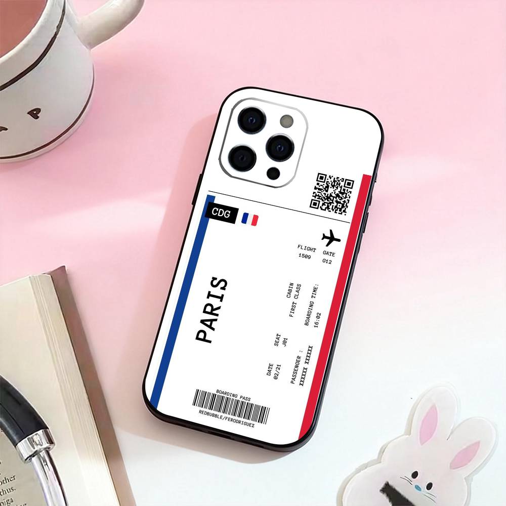 Boarding Pass Plane Ticket Phone Case Silicone Soft For IPhone 17,16,15,14,13,12,11,XS,Plus Pro Max