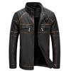 Men's Jacket Leather Motorcycle Leather Jacket Stand Collar New Jacket