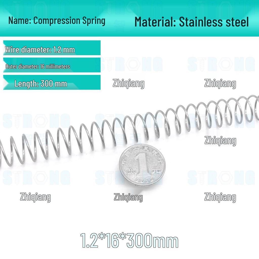 304 Stainless Steel Compression Spring – 300mm Long, High Elasticity, Shock Absorption, Customizable