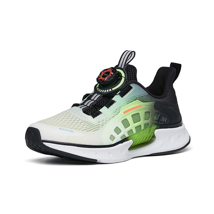 Anta Wind Chaser 4.0 Stubborn Bounce Non-Slip Wear-Resistant Breathable Low-Top Running Shoes Kids Sneakers White Black Green 312225516-7