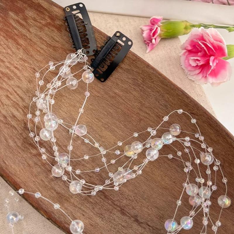 Girls Mermaid Tassel Hair Clip Colorful Beads Duckbill Barrette Sweet Accessories for Party Birthday Everyday Hairstyles