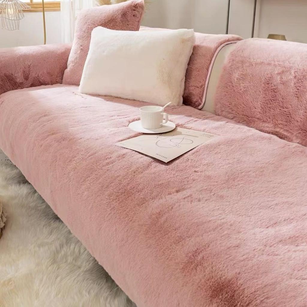 Plush Sofa Seat Cushion Winter Thickened Warm Sofa Cover L-shaped Anti Slip Dustproof Soft and Comfortable Sofa Towel
