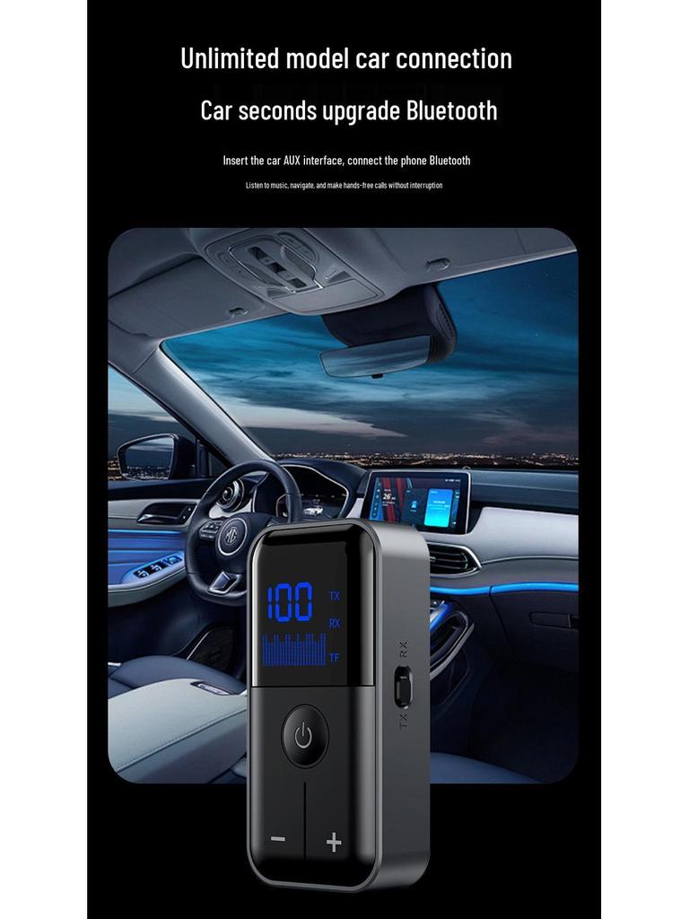 Bluetooth 5.4 2-in-1 Audio Receiver/Transmitter with AUX & Card Slot for Car/Home