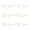 6PCS New Men'S Fashion Rimless Presbyopia Glasses Women'S Fashion Hd Reading Glasses Anti Blue Light Reading Glasses