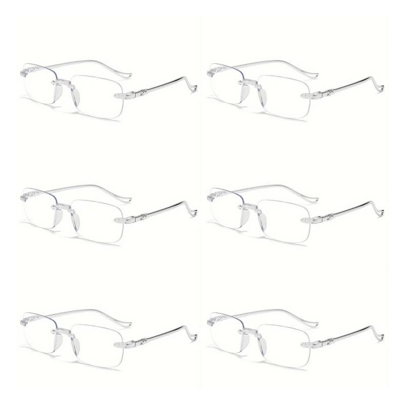6PCS New Men'S Fashion Rimless Presbyopia Glasses Women'S Fashion Hd Reading Glasses Anti Blue Light Reading Glasses