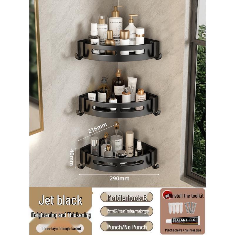 Punch-Free Wall-Mounted Bathroom Shower Corner Shelf