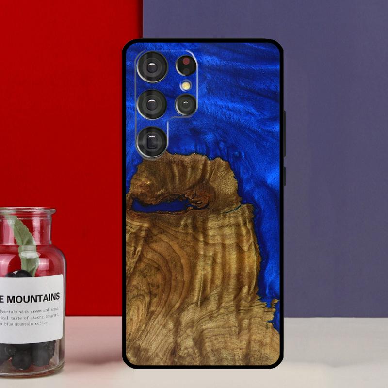 Resin Wood Funda Case For Samsung Galaxy S25 Ultra S9 S10 S20 S21 FE S22 S23 Plus S24 Ultra Phone Cover