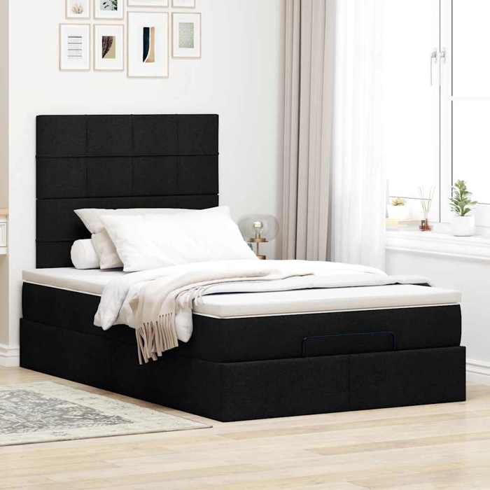 VidaXL Cadre de lit ottoman avec matelas noir 120x200cm tissu 3313149