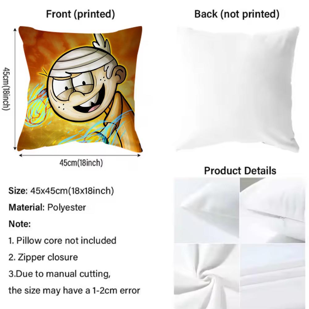 Anime The L-Loud House Cushion Cover Comfortable Reversible Pillow Cover Ideal for Car Sofa Bedroom & Beyond