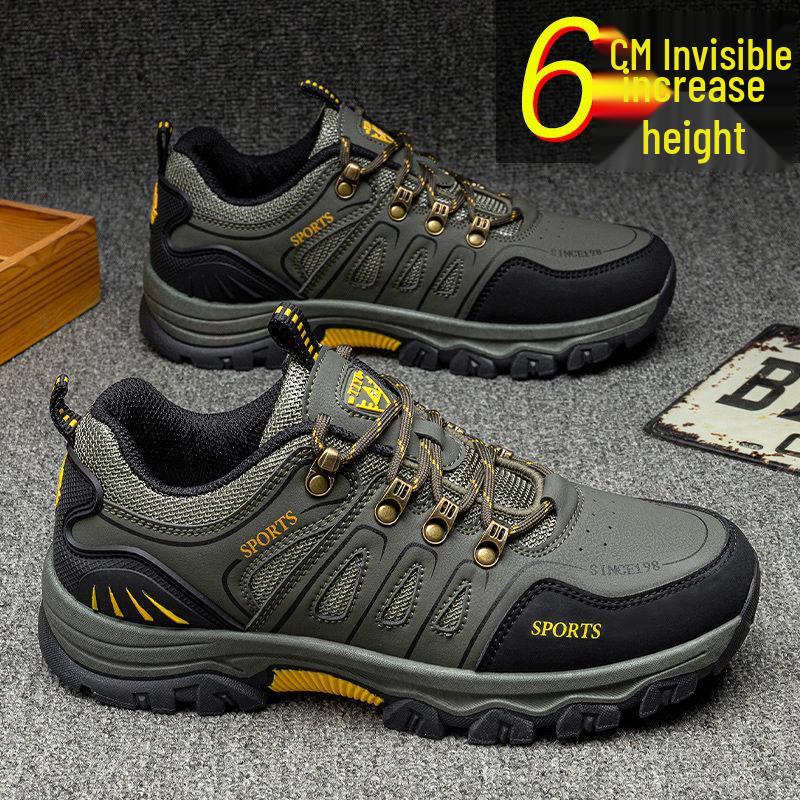 Men's Non-Slip Hiking Shoes: Wear-Resistant, Travel-Ready, Autumn/Winter, Height-Boosting, Ideal for Middle-Aged Travelers.