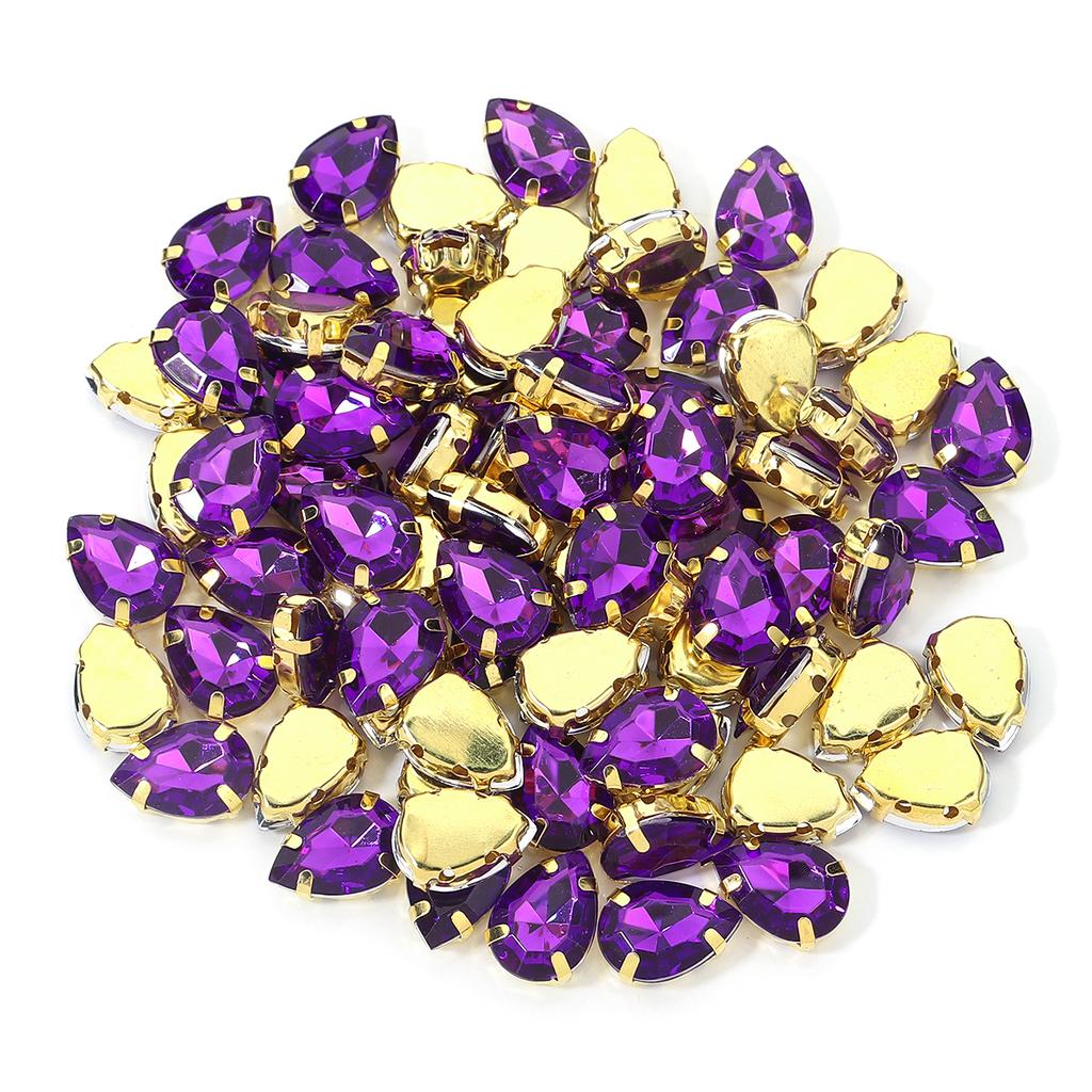 50 Stück/Los Bunte Tropfenform Acryl Aufnäher Strasssteine Mit Goldener Kralle Basis Tropfenform Perlen Für Kleidung Schmuck Dekoration