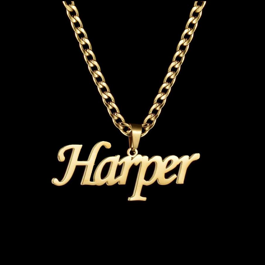 Atoztide 5cm Personalized Custom Name Necklaces for Women Men Stainless Steel Pendant Choker Cuban Chain Birthday Jewelry Gift